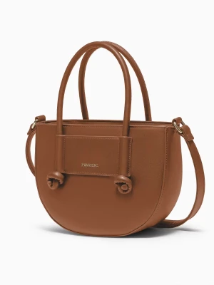 Torebka damska mała crossbody z uchwytami ze skóry ekologicznej brązowa Puccini