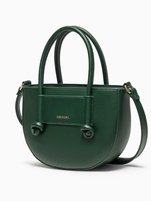 Torebka damska mała crossbody z uchwytami ze skóry ekologicznej ciemnozielona Puccini