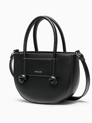 Torebka damska mała crossbody z uchwytami ze skóry ekologicznej czarna Puccini