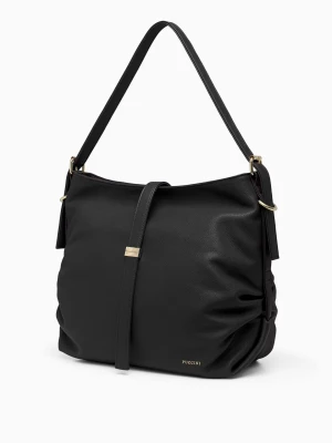 Torebka damska na ramię duża ze skóry ekologicznej czarna Puccini