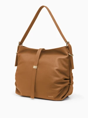 Torebka damska na ramię duża ze skóry ekologicznej jasnobrązowa Puccini