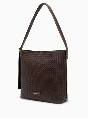 Torebka damska na ramię pleciona ze skóry ekologicznej brązowa Puccini