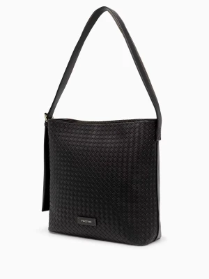 Torebka damska na ramię pleciona ze skóry ekologicznej czarna Puccini