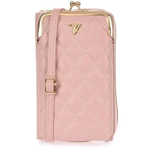 Torebka damska na telefon mini listonoszka portfel na ramię bigiel różowa ekoskóra różowy Merg