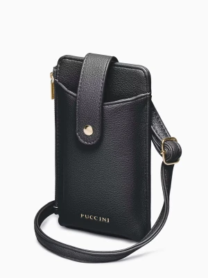Torebka damska na telefon z kieszeniami czarna Puccini