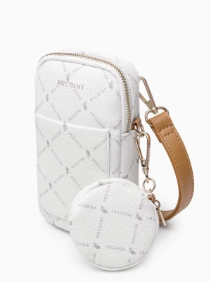 Torebka damska na telefon z saszetką monogram biały Puccini