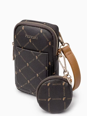 Torebka damska na telefon z saszetką monogram brązowy Puccini