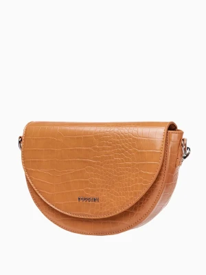 Torebka damska półksiężyc na szerokim pasku brązowa Puccini