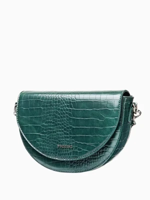 Torebka damska półksiężyc na szerokim pasku ciemnozielona Puccini