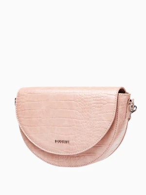 Torebka damska półksiężyc na szerokim pasku pudrowy róż Puccini