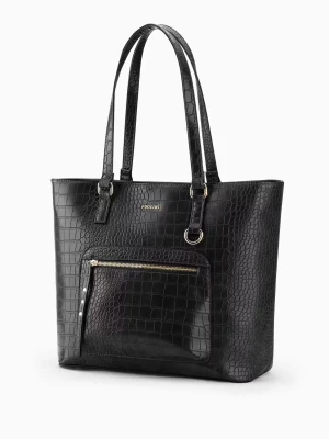 Torebka damska shopperka crocco ze skóry ekologicznej czarna Puccini