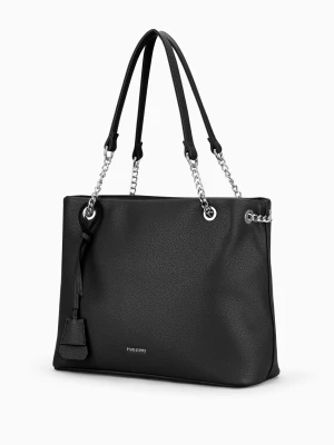 Torebka damska shopperka prostokątna na ramię czarna Puccini