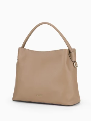 Torebka damska shopperka z uchwytem i regulowanym paskiem brązowa Puccini