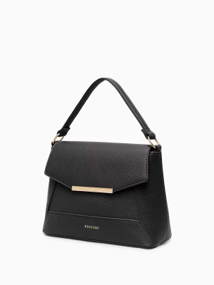 Torebka damska średniej wielkości ze skóry ekologicznej czarna Puccini