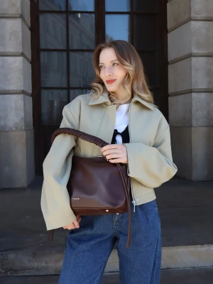 Torebka damska typu hobo czekoladowa Puccini