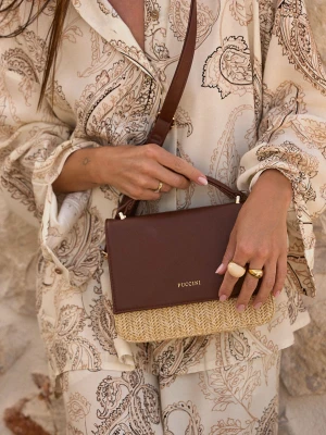 Torebka damska typu koszyk mała brązowa Puccini
