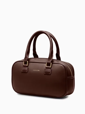 Torebka damska typu kuferek mała brązowa Puccini