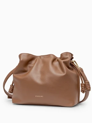 Torebka damska typu listonoszka ze skóry ekologicznej brązowa Puccini