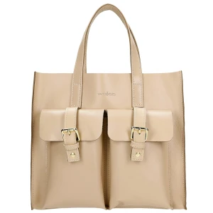 Beżowa skórzana torebka damska 80245-54 Wojas