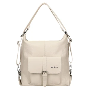 Beżowa skórzana torebka plecak 2w 1-80021-54 Wojas