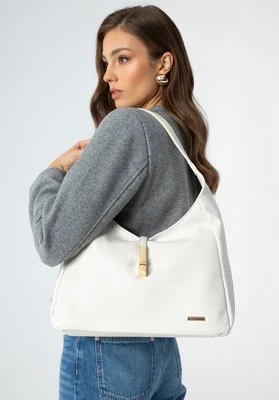 Torebka damska worek z dekoracyjną klamrą duża biała Wittchen