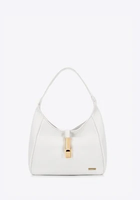 Torebka damska worek z dekoracyjną klamrą na pasku biała Wittchen