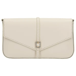 Beżowa skórzana torebka z zapięciem z krysztalkami 80302-50 Wojas