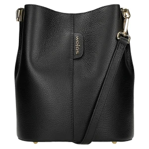 Czarna skórzana torebka damska bucket bag 80434-51 Wojas