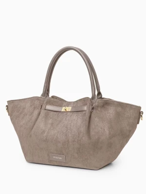 Torebka damska z zamszu ekologicznego beżowa Puccini