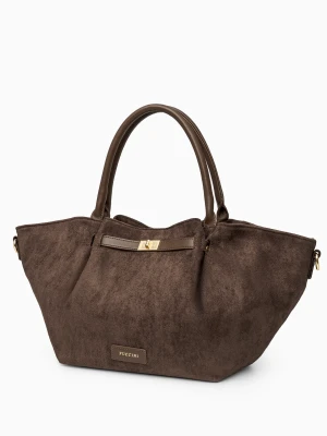 Torebka damska z zamszu ekologicznego brązowa Puccini