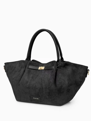 Torebka damska z zamszu ekologicznego czarna Puccini