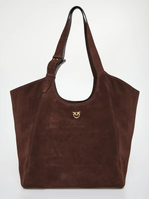 Torebka damska zamszowa skóra shooper PINKO