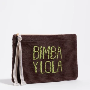Torebka do ręki pleciona duża bawełna czekoladowa BIMBA Y LOLA CHOCOLATE