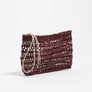 Torebka do ręki pleciona skóra ciemnowiśniowa BIMBA Y LOLA