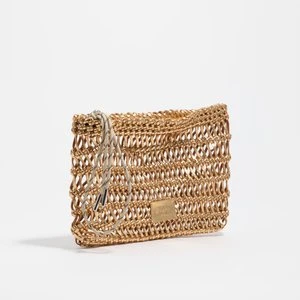 Torebka do ręki pleciona skóra złota BIMBA Y LOLA