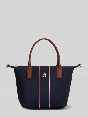 Torebka do ręki z haftowanymi paski w kontrastowym kolorze Tommy Hilfiger