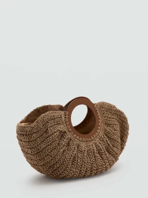 Torebka do ręki z naturalnych włókien brązowy - Dziewczyna - Rozmiar uniwersalny - MANGO TEEN