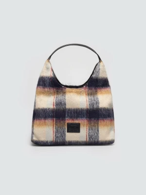 Torebka hobo z tkaniny w kratę brązowa OO574143 803 BIG STAR
