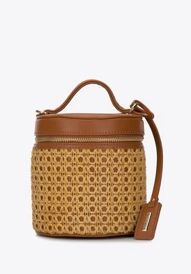 Torebka kubełek z plecionką brązowa Wittchen