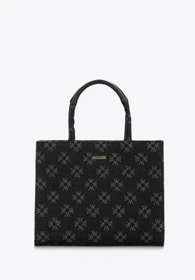 Torebka kuferek dżinsowa w monogram czarna Wittchen