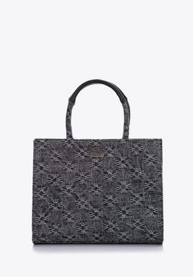 Zdjęcie produktu Torebka kuferek dżinsowa w monogram szara Wittchen