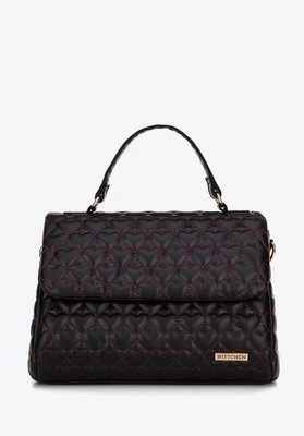 Torebka kuferek pikowana w serca czarno - bordowa Wittchen