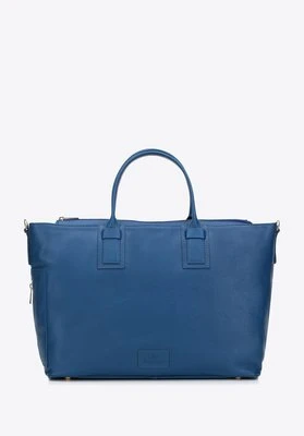 Torebka kuferek skórzana z boczną kieszonką ciemnoniebieska Wittchen