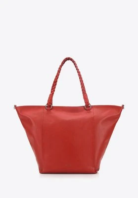 Torebka kuferek skórzana z plecionymi uchami czerwona Wittchen