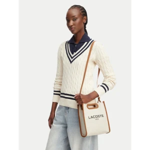 Torebka Lacoste Small Heritage Canvas Tote NF5232TD Beżowy jasny