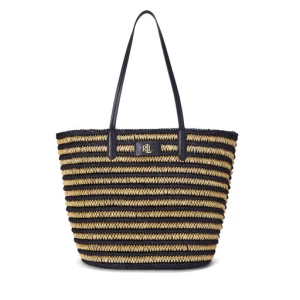 Torebka LAUREN RALPH LAUREN Brie Striped Straw Large Tote Bag 431959019002 Granatowy