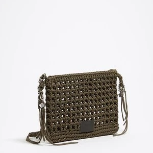 Torebka listonoszka pleciona khaki BIMBA Y LOLA
