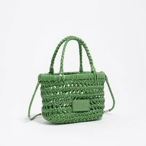 Torebka listonoszka pleciona mini skóra szmaragdowa BIMBA Y LOLA