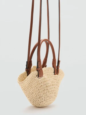 Torebka listonoszka w stylu koszyka brązowy - Dziewczyna - Rozmiar uniwersalny - MANGO TEEN