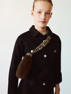 Torebka listonoszka z baranka czekoladowy - Dzieci - Rozmiar uniwersalny - MANGO KIDS